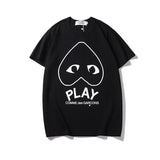 Kawakubo plaloveembroider short-sleeved pure cotton red heart eyes couple t-shirt y star style long sleeves shirt