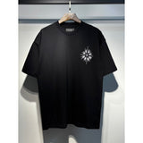 [gram] am flow paint graffiti letter starry sky classic logo print short sleeve couple t-shirt