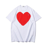 Kawakubo plaloveembroider short-sleeved pure cotton red heart eyes couple t-shirty long sleeves shirt taobao ling