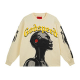 Cross-border wholesale american trend skull metal rock band robot bottom shirt pure cotton looselong sleevest
