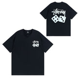 Summer running volume stussy short-sleeved t-shirt dice black eight ice cream comfy basics american couple summer t