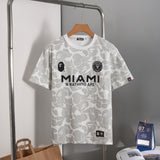 Early spring/summer camo ape head collaboration - little monkey logo print short sleeve couple's trendy tee