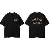 Fog icon double line essentials american high street summerloose couple short sleeve trendy heavy weight t-shirt