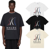 Rhude T Shirts Ski Print Cotton Short Sleeve Men and Women