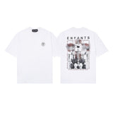 Mopey rich second generation xia loose version beautiful trendy quiet eyes printing round neck short sleeve t-shirt high street