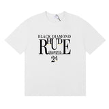 Rhude T Shirts Diamond Solid Color Letter Printing Cotton Casual Short Sleeve Men and Women