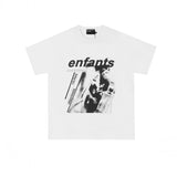 Erd: brooding rich kid - american retro portrait print rock 'n' roll hip-hop pocket oversized short sleeve tee