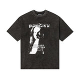 Erd melancholic rich second generation short-sleeved portrait sketch graffiti cross-border new high street loosecasual print