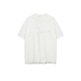 Ac letter print high street washed distressed vintage oversized short sleeve couple t-shirt