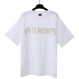 Vtm letter american style no photo printing loose washed distressed short sleeve t-shirt couple outfit