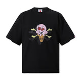 Bbc american high street ice cream flying dog printing short sleeve t-shirt casualshortsloose half lengthjeans summer