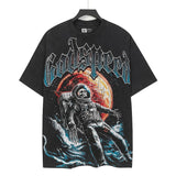 high version gods short sleeve heavy weight washed fog high street skull pure cottonprinting round