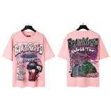 american trend high quality loose t-shirt pure cotton front and rear high-definition printing casualcoupletrendy short sleeves