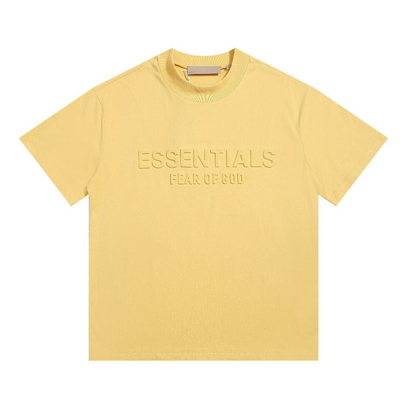 essential double line fog shorts icon laminated stereo letter round neck couple pullover