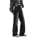 Unisex Jeans Tooling Jeans Washed Loose Straight Casual Pants