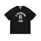 Early spring/summer camo ape head collaboration - little monkey logo print short sleeve couple's trendy tee