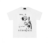 Erd: brooding rich kid - american retro portrait print rock 'n' roll hip-hop pocket oversized short sleeve tee