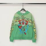 valley washed distressed printed short-sleeved hip-hop loose street t-shirt hooded