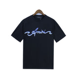 Cross-border wholesale correct version am splash ink flow paint camouflage starry sky graffiti letter short-sleeved high street couple t