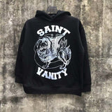 Wholesale american streetwear saint short-sleeve t-shirt vanity washed vintage letter print sweatshirt hoodie