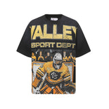 valley washed distressed printed short-sleeved hip-hop loose street t-shirt hooded