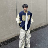 Unisex Baseball Jersey Embroidered PU Leather Stitched Baseball Jacket Loose Jacket