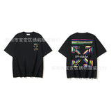 European and american spring/summer ow gradient arrow graphic crew neck short sleeve t-shirt