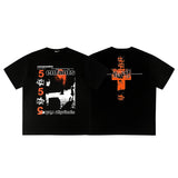 Erd melancholic rich second generation short-sleeved portrait sketch graffiti cross-border new high street loosecasual print
