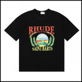 American trend rhu marlboro high definition printing de casual round neck short sleeve t-shirt export wholesale