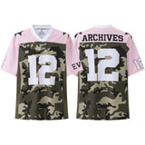 Cross-border american blockcore style patch embroidery t-shirt v-neck sports football uniform mesh quick-drying