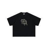 High-quality, niche, premium american-style short-sleeve t-shirt with trendy sanskrit letter print