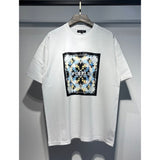 Wholesale american streetwear purple flow paint letter graffiti logo high-quality short-sleeve t-shirt for men and couples
