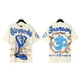 pa long sleeve t-shirt palm tree back letter big logo bat sleeve os dropped shoulders