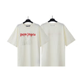 Cross-border pa spray-painted letter short-sleeved palm tree fog high street graffiti logo t