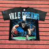 valley washed distressed printed short-sleeved hip-hop loose street t-shirt hooded