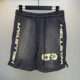 H-star series] fog high street retro women's head washed and distressed couple t-shirt shorts sweatshirt pants