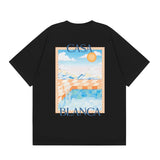 casa casablanca short-sleeved fantasy door letter logo printingstylish round neck short-sleeved t-shirt