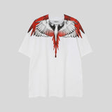 mb short-sleeved python lion head colorful feather wings t-shirt european and american loose couple