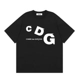 Correct version star kawakubo pla heartembroider short-sleeved pure cotton red heart peach couple t-shirt y