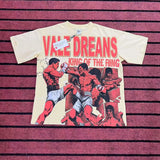 valley washed distressed printed short-sleeved hip-hop loose street t-shirt hooded