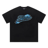 trap gradient letter tiger head short sleeve european and american high street trap star printing t-shirt loose s