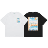 casa casablanca short-sleeved fantasy door letter logo printingstylish round neck short-sleeved t-shirt