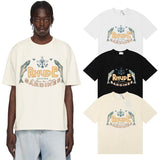 Rhude T Shirts Sardines Badge Printing Cotton Casual Short Sleeve Men and Women