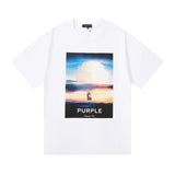 Purple br@nd comfy basics letter logo printing short-sleeved fog american street t-shirt