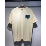 [gram] am flow paint graffiti letter starry sky classic logo print short sleeve couple t-shirt