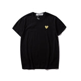 Kawakubo plaloveembroider short-sleeved pure cotton red heart eyes couple t-shirt y star style long sleeves shirt