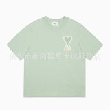 Am short-sleeve macaron color heart embroidery pure cotton loose summer fashion t-shirt crew neck top
