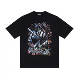 jean snowman printing short sleeve t-shirt christmas co couple outfit
