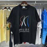 Rhude T Shirts Ski Print Cotton Short Sleeve Men and Women