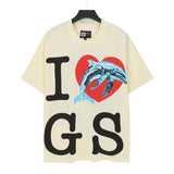 gods short-sleeved heavy weight washed fog high street rock band skull pure cottonprinting t-shirt